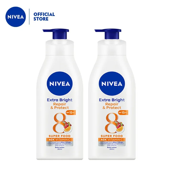NIVEA Body Lotion Extra Bright Repair & Protect SPF15 380ml x2 - Twinpack