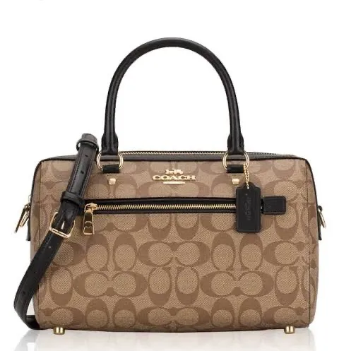 New Coach Rowan Satchel In Signature Canvas - Khaki Black | Lazada Indonesia
