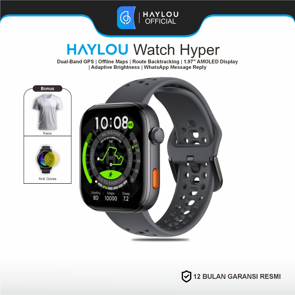 Jual HAYLOU Watch Hyper Smartwatch AMOLED Dual-Band GPS Offline Maps Route Backtracking 170+ Sport Mode Bluetooth Call | Shopee Indonesia