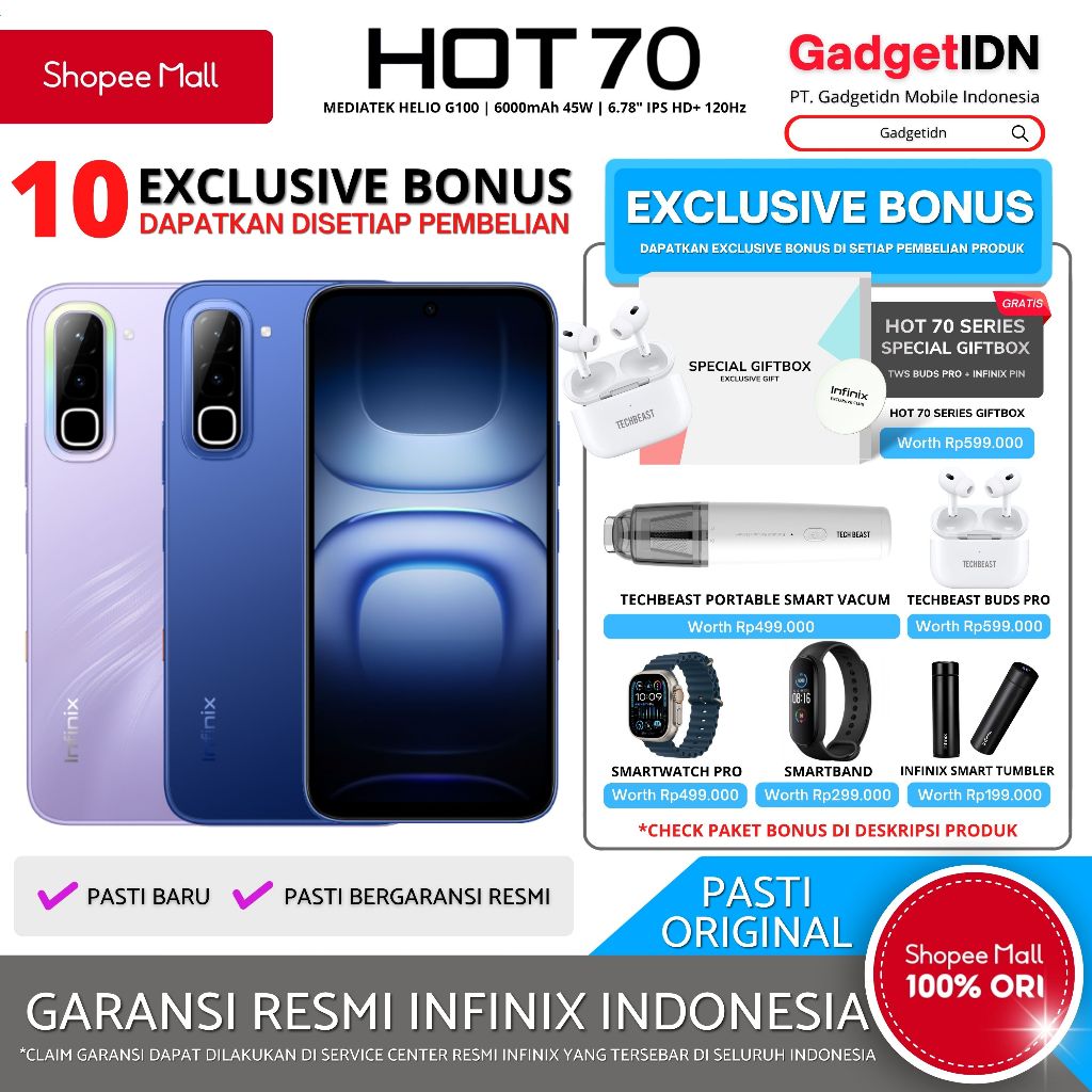 Jual INFINIX Hot 70 NFC 8/128GB Garansi Resmi INFINIX | Shopee Indonesia