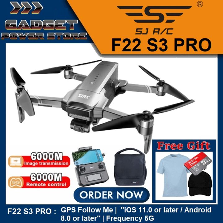 Drone SJRC F22 S3 PRO 6KM GPS 3-Axis Gimbal 4K Camera 5G WiFi FPV New Version | Lazada Indonesia