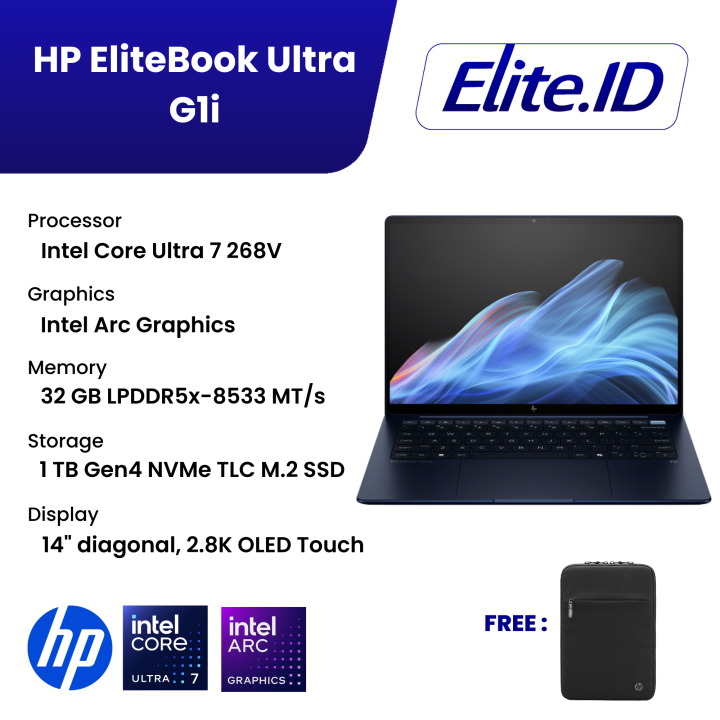 HP EliteBook Ultra G1i Ultra 7 268V 32GB 1TB SSD 14" OLED TOUCH IR ARC Win11Pro | Lazada Indonesia