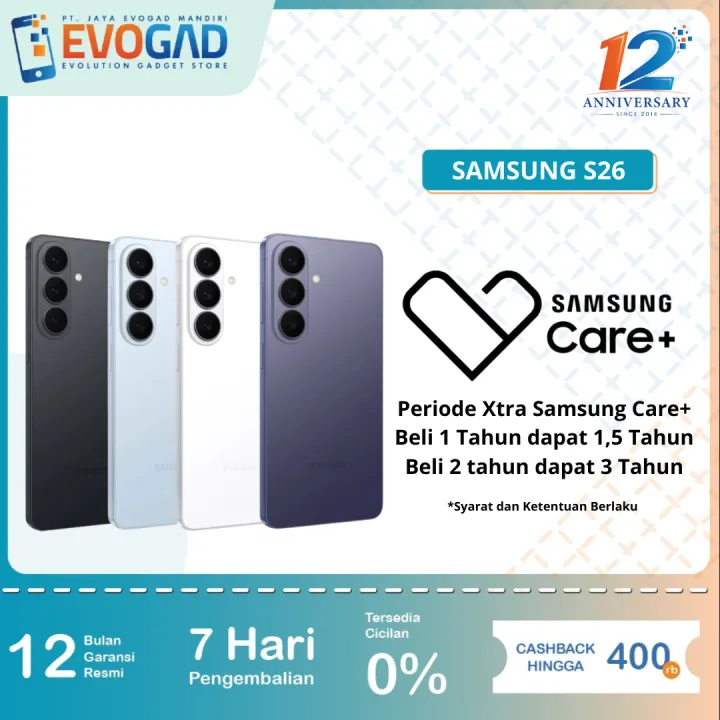 Samsung Galaxy S26 5G 12/512GB Exynos 2600 Dynamic AMOLED 2X 6,3 Inch 4300 mAh Sertifikasi IP68 | Garansi Resmi Samsung | Lazada Indonesia