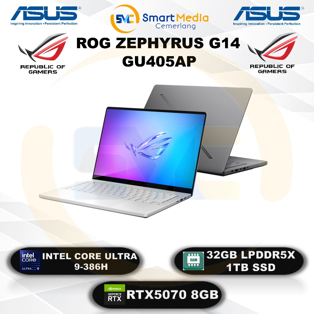 Jual ASUS Rog Zephyrus G14 GU405AP - Intel Ultra 9-386H - 32GB - 1TB - RTX5070 8GB - 14" OLED - W11 - Office | Shopee Indonesia