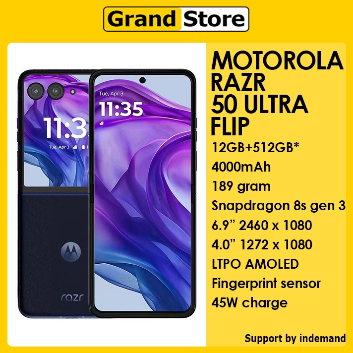 Jual Motorola Razr 50 Ultra 5G Global ROM 12GB+512GB* 4000mAh 45W 6.9" AMOLED NFC Fingerprint sensor | Shopee Indonesia