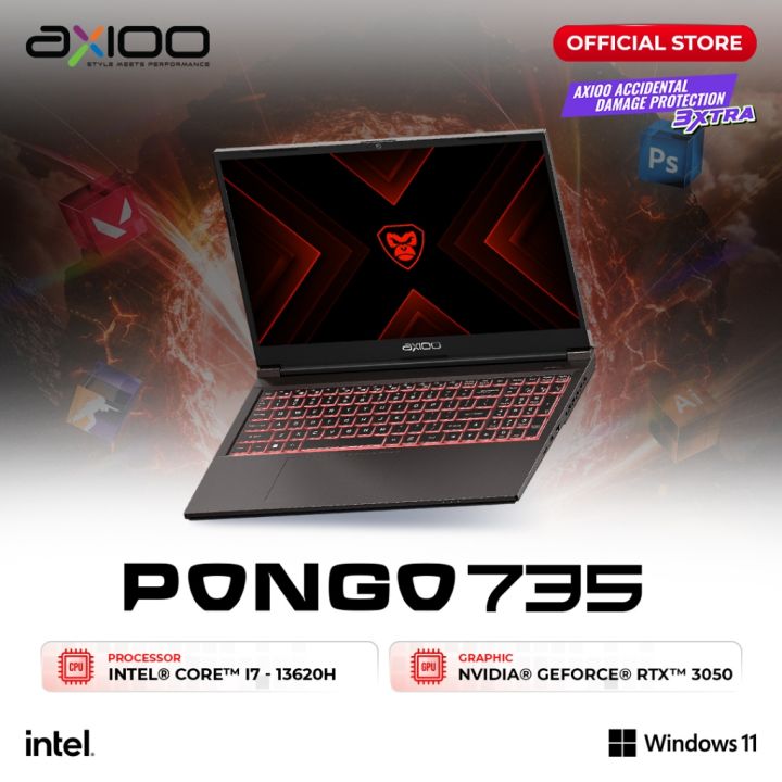 Axioo Pongo 735 Intel i7-13620H/16GB/512GB/RTX 3050/FHD IPS 144Hz | Lazada Indonesia