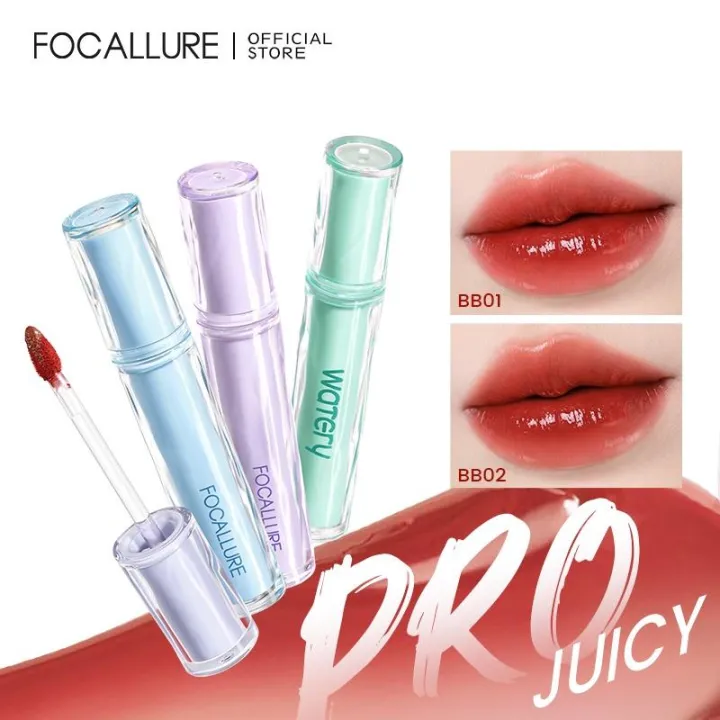 FOCALLURE Pro-juicy Jelly Watery Tint Dew Lip Tint Glossy Plump Glassy High Pigment Long Wear Lightweight Non-sticky | Lazada Indonesia