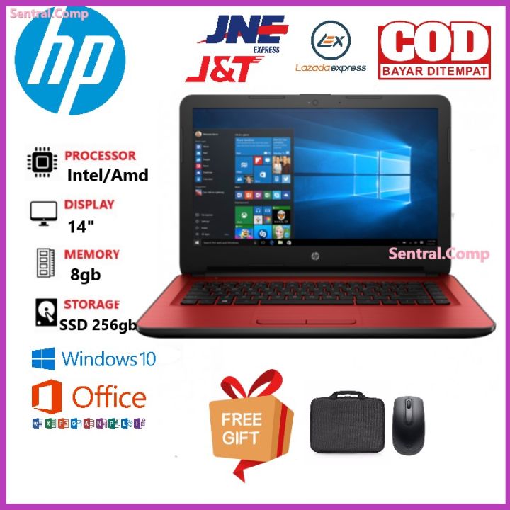 Laptop HP 14 inch Intel/Amd Ram 8gb Ssd 256gb Windows 10 Free Tas & Mouse