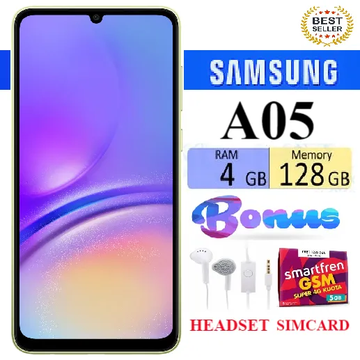SALE!!! HP SAMSUNG GALAXY A05 RAM 4/128 GB FULLSET Bergaransi - FREE SIMCARD