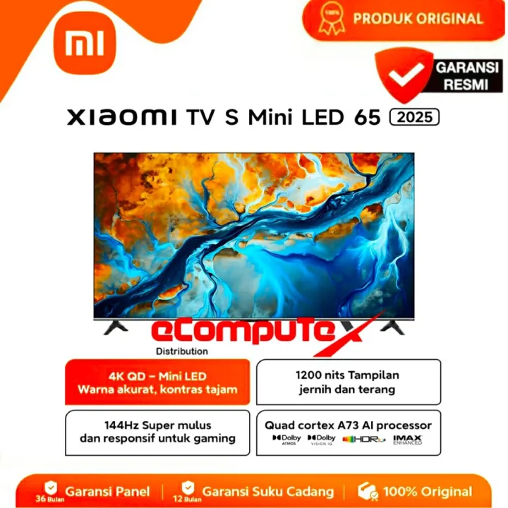 XIAOMI TV S MINI LED 65" INCH 2025 4K UHD SMART TV ANDROID S MINI LED 65" INCI DOLBY AUDIO ORIGINAL - GARANSI RESMI | Lazada Indonesia