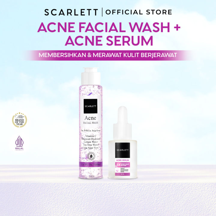 Scarlett Whitening Acne Facial Wash + Acne Serum