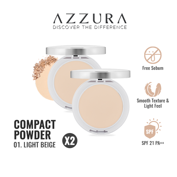 [Paket isi 2] AZZURA Compact Powder Light Beige 14gr