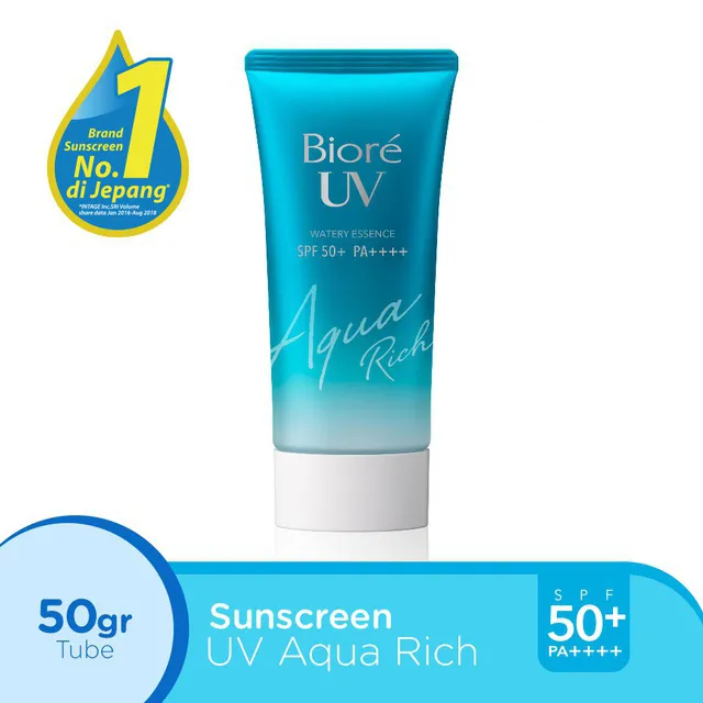 Biore UV Aqua Rich (50gr) Watery Essence SPF 50 PA++++ Sunscreen Wajah/Viral Tik Tok/Glowing