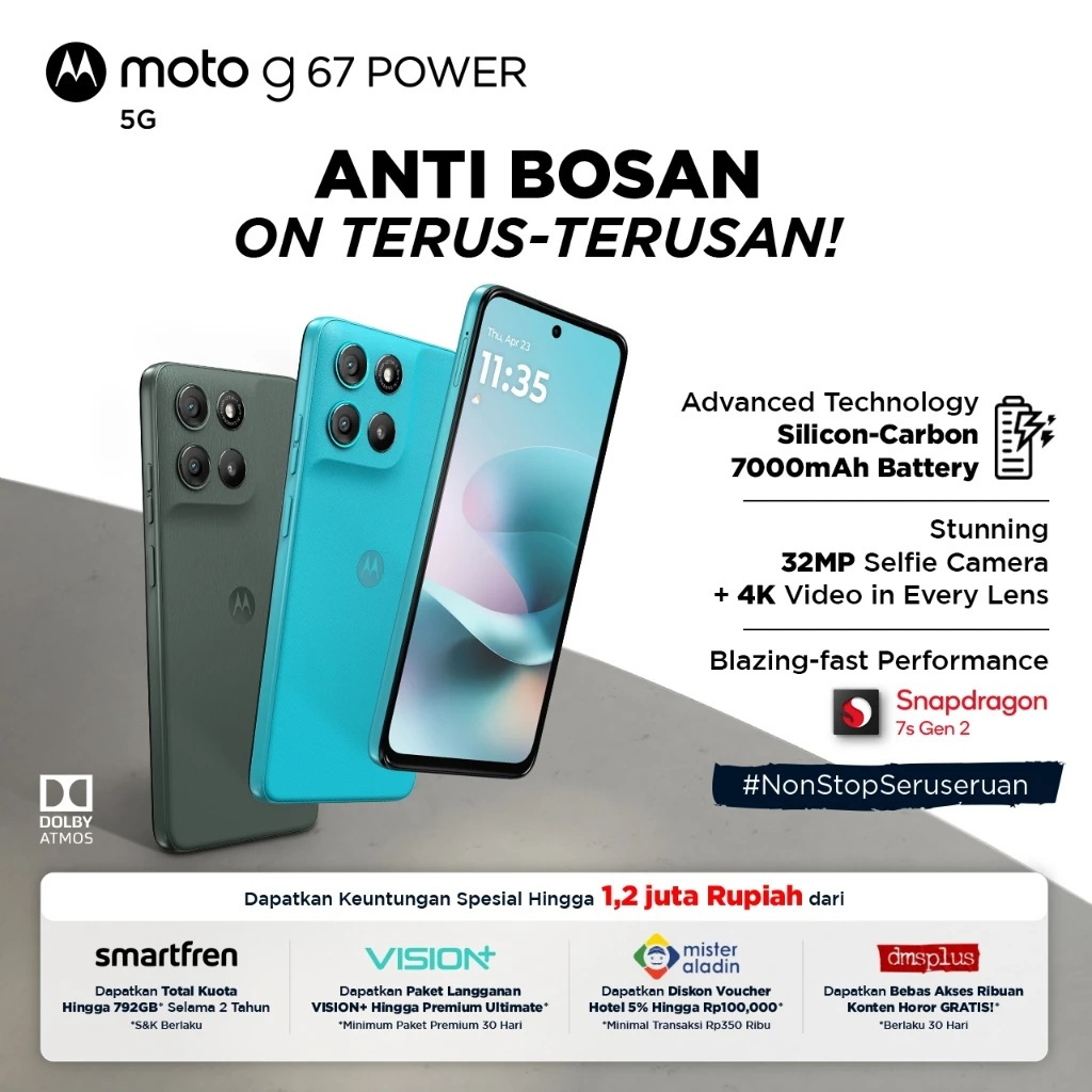 Jual Motorola Moto G67 Power 5G NFC 24GB(8+16)/256GB - Garansi Resmi | Shopee Indonesia