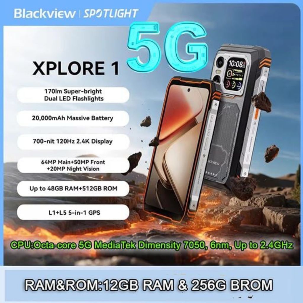 Jual Blackview Xplore 1 Rugged 12GB+256GB 6.78Inch 20000mAh 5G Android 15 NFC | Shopee Indonesia