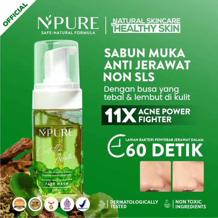 NPURE Facial Wash Cica / Anti Acne Facial Foam / Sabun Muka Anti Jerawat Berminyak