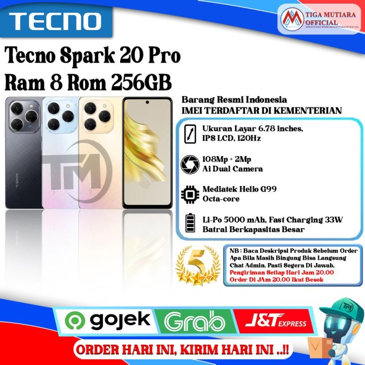 Tecno Spark 20 Pro Ram 8 Rom 256GB | Lazada Indonesia