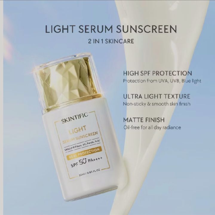 SKINTIFIC - Light Serum Brightening Sunscreen SPF 50+ PA ++++ 25ml | Lazada Indonesia