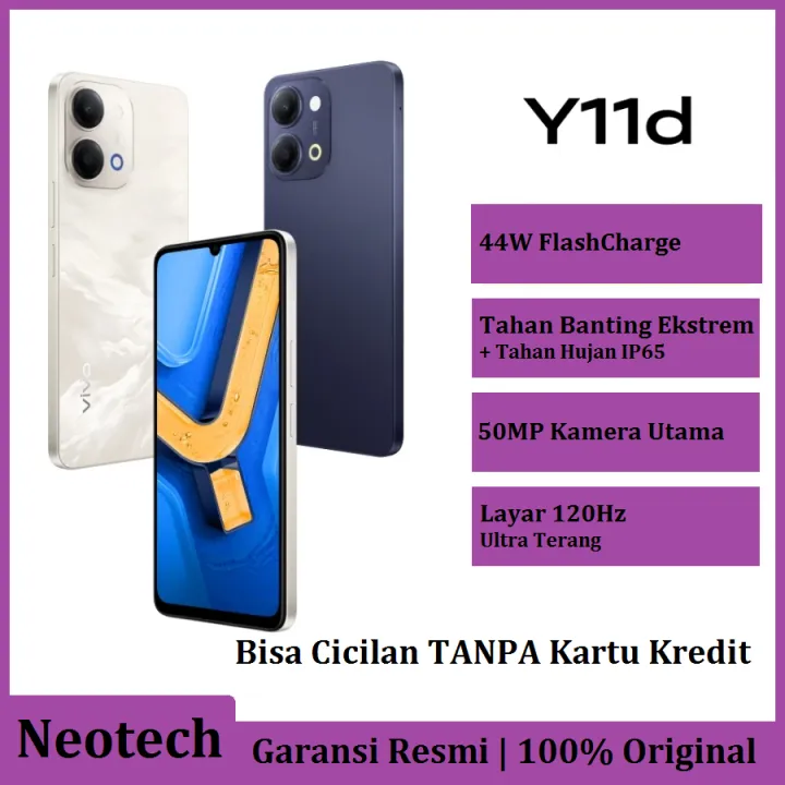 vivo Y11d (6GB/128G) 6500mAh + 44W FlashCharge 50MP Kamera Utama - Bisa Cicilan Tanpa Kartu Kredit - Garansi Resmi 1 Tahun - HP Murah ( Kredivo Laz Pay Later Bisa COD OVO Original )