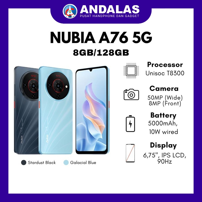 Jual ZTE Nubia A76 5G 8/128GB 6.75 Inch Garansi Resmi | Shopee Indonesia