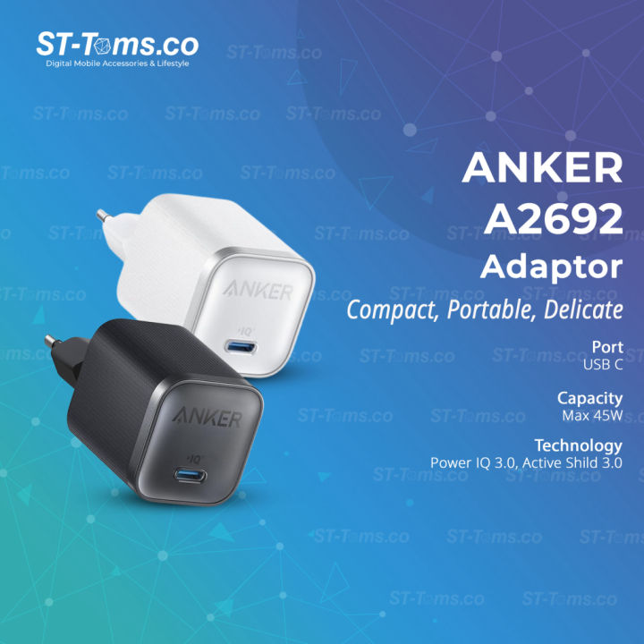 Anker Nano Charger 45W Type C Fast Charging Compact USB-C Adaptor Wall Charger For Samsung iPhone - A2692 | Lazada Indonesia