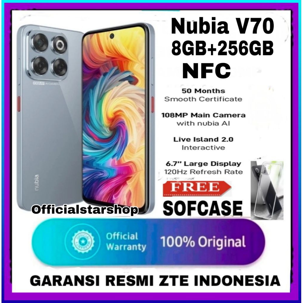 Jual ZTE NUBIA V70 NFC RAM 8+12GB/256GB Camera 108MP GARANSI RESMI - Nubia V70 | Shopee Indonesia