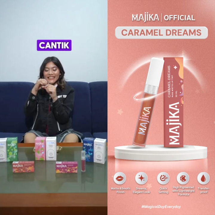 MAJIKA Caramel Dreams Nude Matte Lip Tint | 3 ML | Tahan Lama | Transferproof | Lazada Indonesia