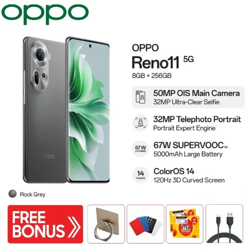 OPPO Reno 11 5G 8/256 GB Garansi - 120Hz 3D Curved Screen | Lazada Indonesia