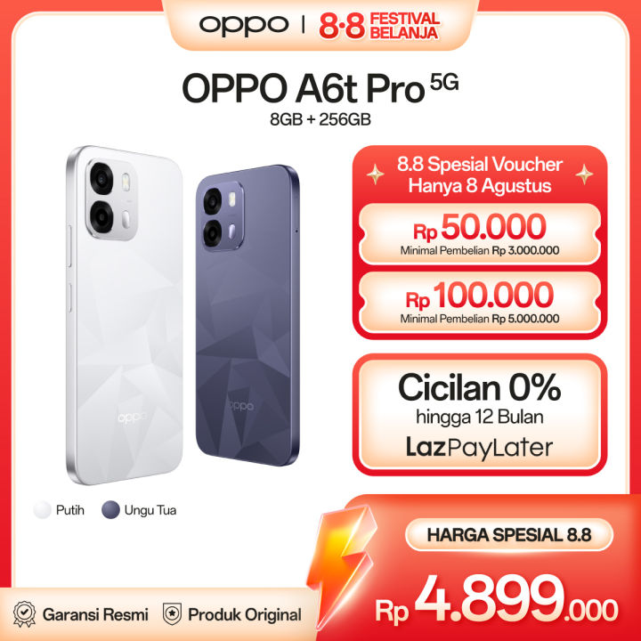 [ONLINE EXCLUSIVE] OPPO A6t Pro 5G 8/256GB [MediaTek Dimensity 6300, 120Hz Fast Responsive Screen, 80W SUPERVOOC 7000mAh Battery] | Lazada Indonesia