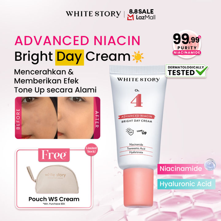 White Story Day Cream Tone Up Bright Advanced Niacin Moisturizer - Pelembap Krim Pagi Pencerah Wajah Cerah Glowing | Lazada Indonesia