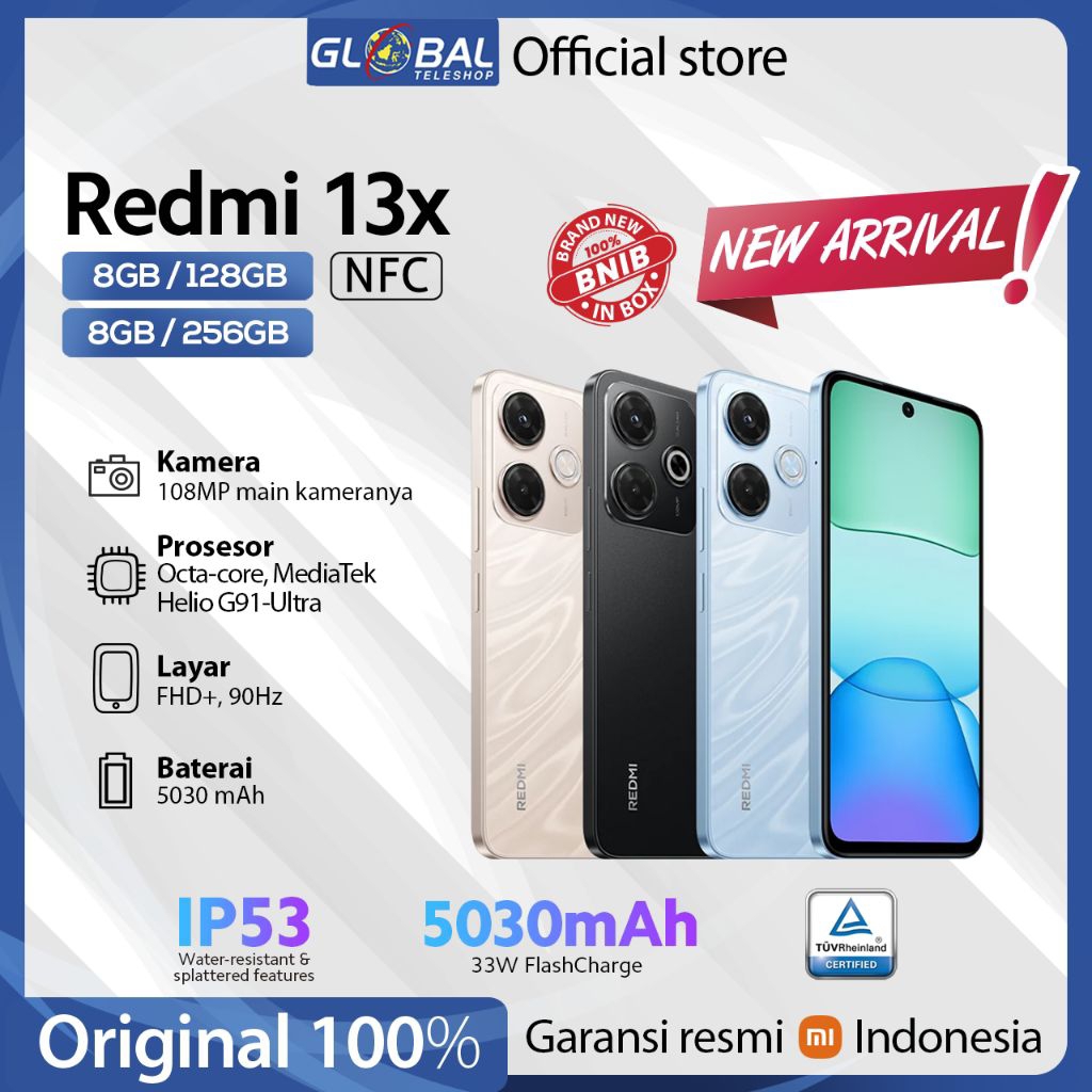 Jual Xiaomi Redmi 13X 8/256GB 8/128GB Garansi Resmi | Shopee Indonesia
