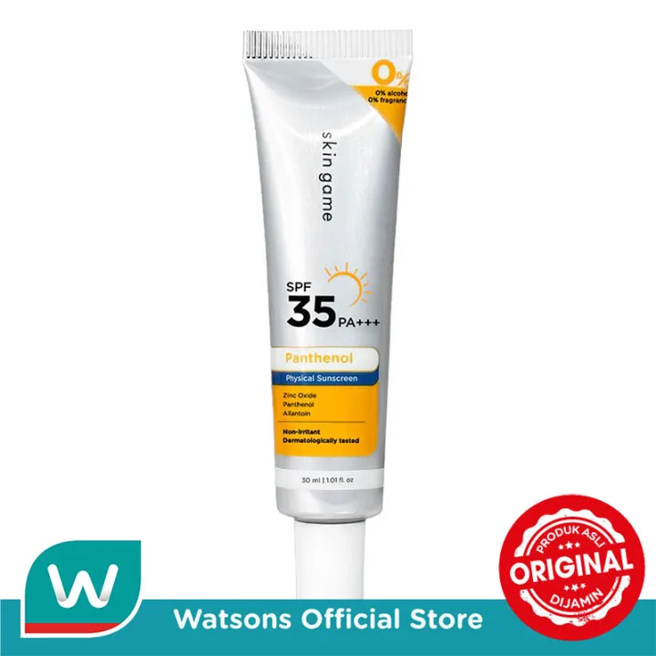 Skin Game Panthenol Physical Sunscreen SPF 35 PA+++ White 30ml | Lazada Indonesia