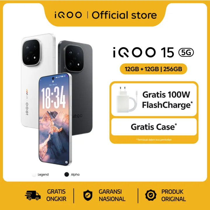 [ONLINE EXCLUSIVE] vivo iQOO 15 (12+256) 1st Snapdragon 8 Elite Gen 5, 8K Vapor Chamber, 144Hz AMOLED, 50MP Sony Periscope, 7000mAh Battery+100W+40W | Lazada Indonesia