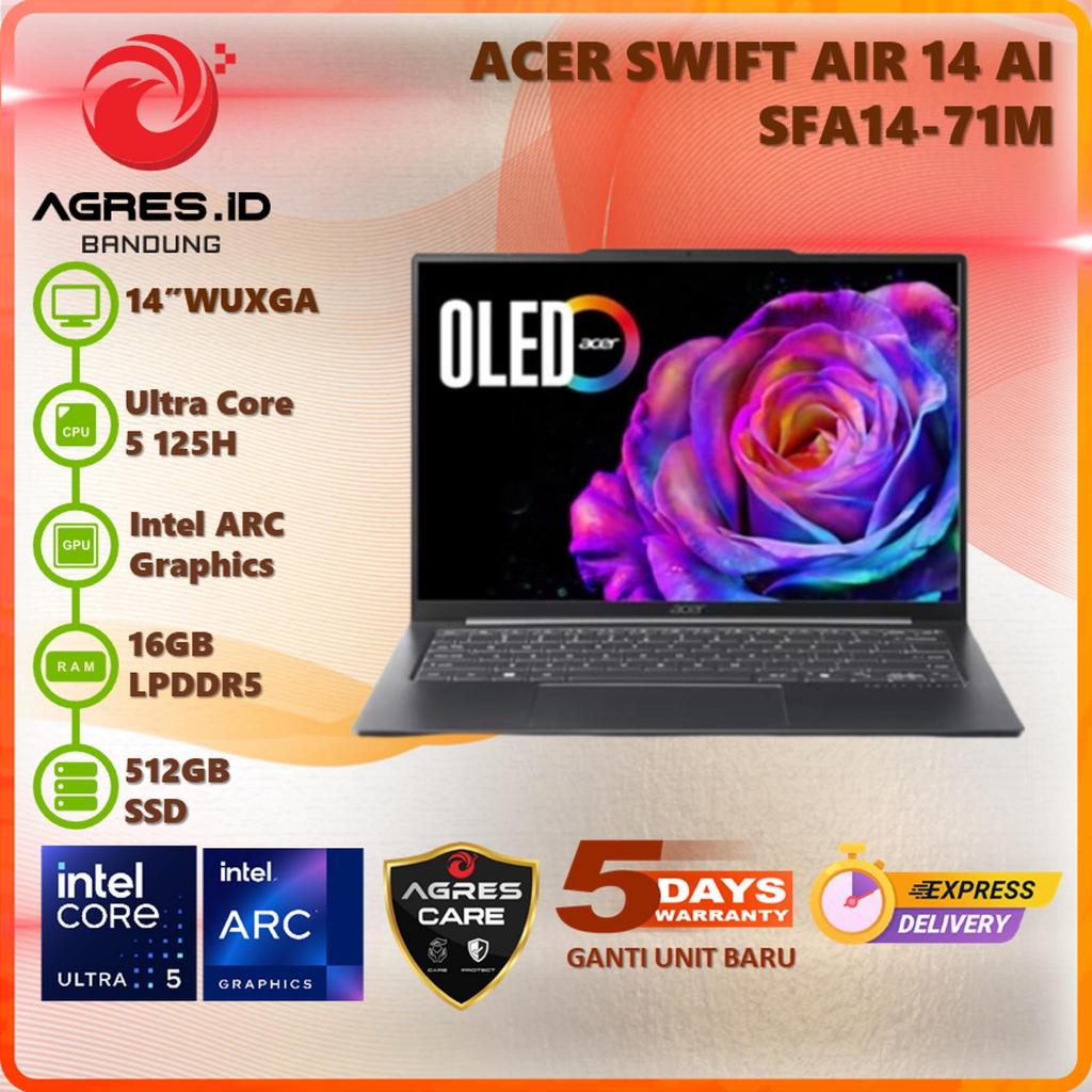 Jual ACER SWIFT AIR 14 AI SFA14-71M CORE ULTRA 5 125H 16GB 512GB 14" WUXGA OLED | Shopee Indonesia