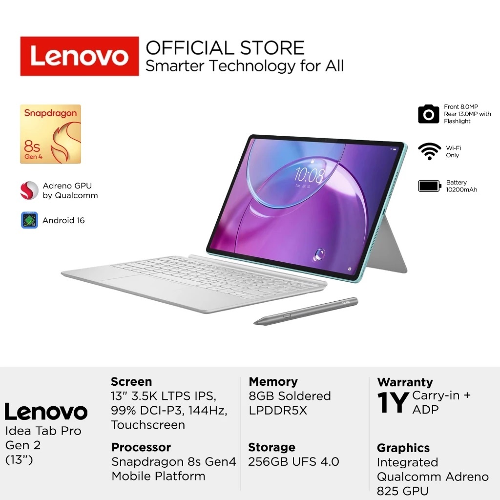 Jual Lenovo Tablet IdeaTab Pro Gen 2 Office PC-Level Life Time WPS Snapdragon 8s Gen 4 Adreno 825 GPU 8GB 256GB 13" + Keyboard & Pen Include Asuransi | Shopee Indonesia