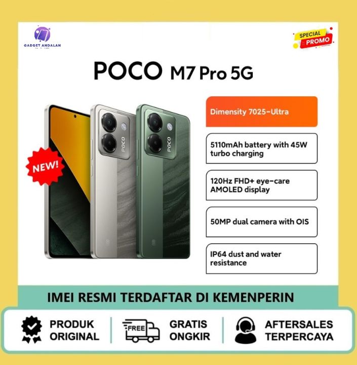 POCO M7 Pro 5G 8/256GB | Dimensity 7025-Ultra | 5110mAh battery | 120Hz AMOLED | 50MP OIS | Lazada Indonesia