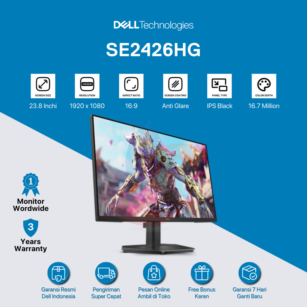 Jual Monitor LED Gaming DELL SE2426HG 24" IPS FHD 1080p 240Hz HDMI 2.1x2 DP 1.4x1 VRR HDR AMD FreeSync Premium Gaming Monitor Fast IPS Panel Ultra Smooth Motion Tear-Free TÜV Rheinland 3-Star Eye Comfort Certified DELL OFFICIAL | Shopee Indonesia