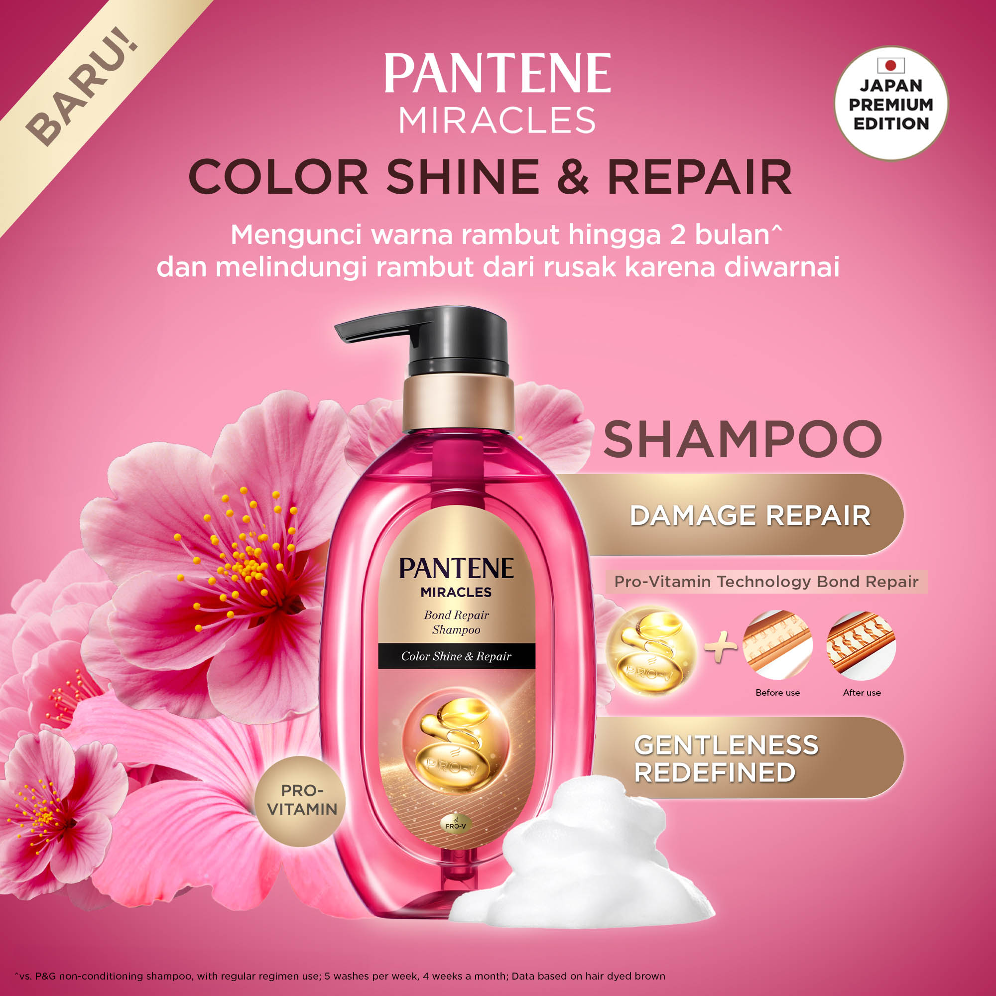 Jual [NEW] PANTENE MIRACLE Color Shine & Repair Shampoo 440ml | Pantene Japan Premium Edition untuk rambut rusak karena diwarnai atau coloring | Shopee Indonesia