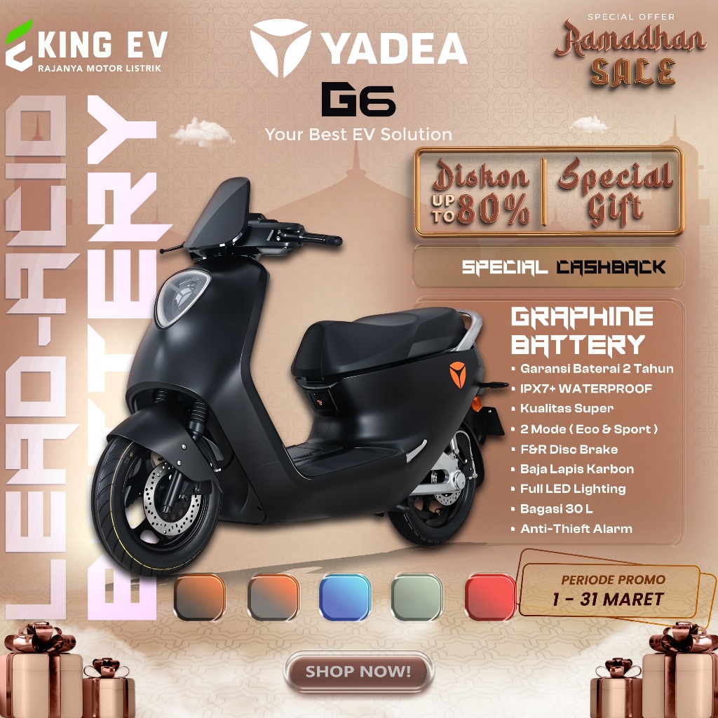 Jual YADEA G6 Motor Listrik E-Motor Power 2000W Graphene TTFAR Garansi Resmi 24 Bulan | Shopee Indonesia