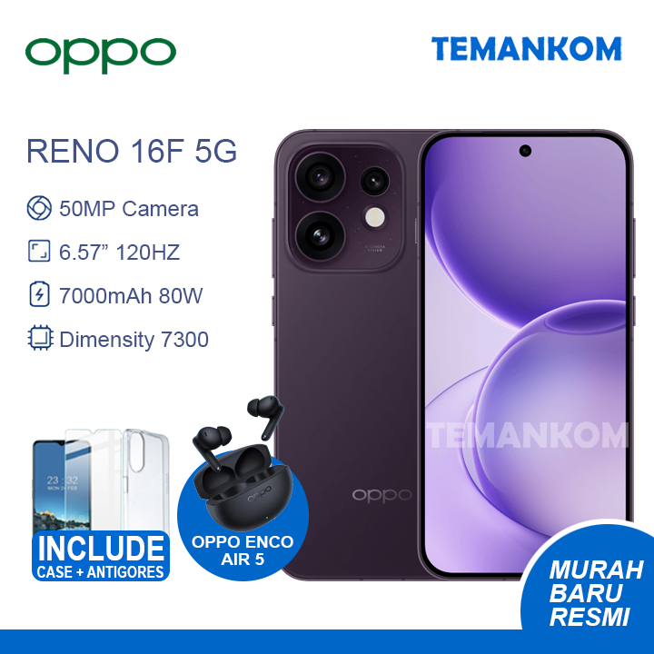 Jual Oppo Reno 16F 5G 8/128 RAM 16GB 8+8 Extend 8GB 128GB Baru 2026 RENO 16 F GARANSI RESMI | Shopee Indonesia
