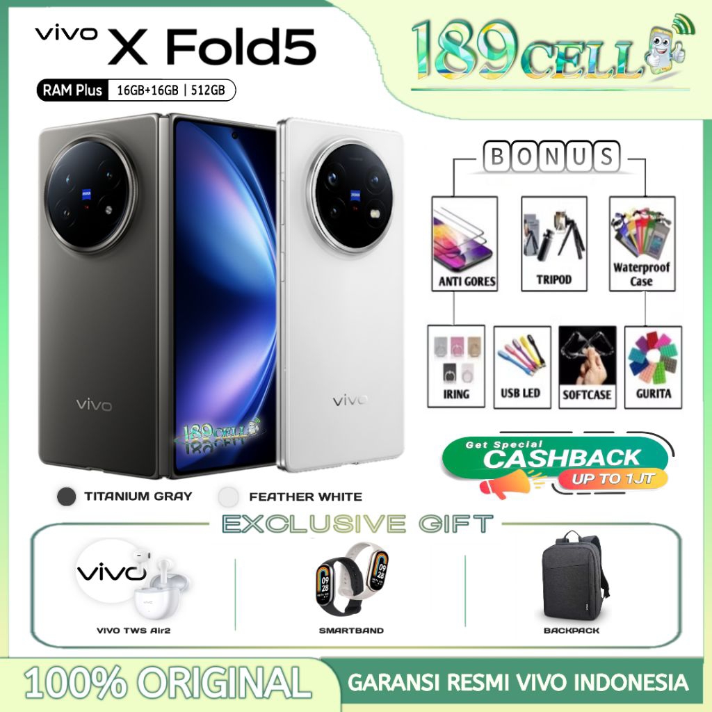 Jual VIVO X FOLD5 5G [16/512GB] - Snapdragon 8 Gen3, 50MP + 50MP + 50MP Ois Zeiss Camera - Vivo X Fold 5 Garansi Resmi Vivo | Shopee Indonesia
