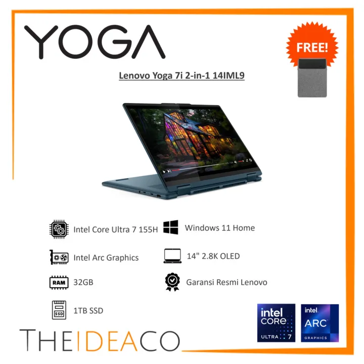 Lenovo Yoga 7i 2-in-1 Core Ultra 7 155H 32GB 1TB SSD 14" OLED Touch Pen Win11 Office Evo | Lazada Indonesia