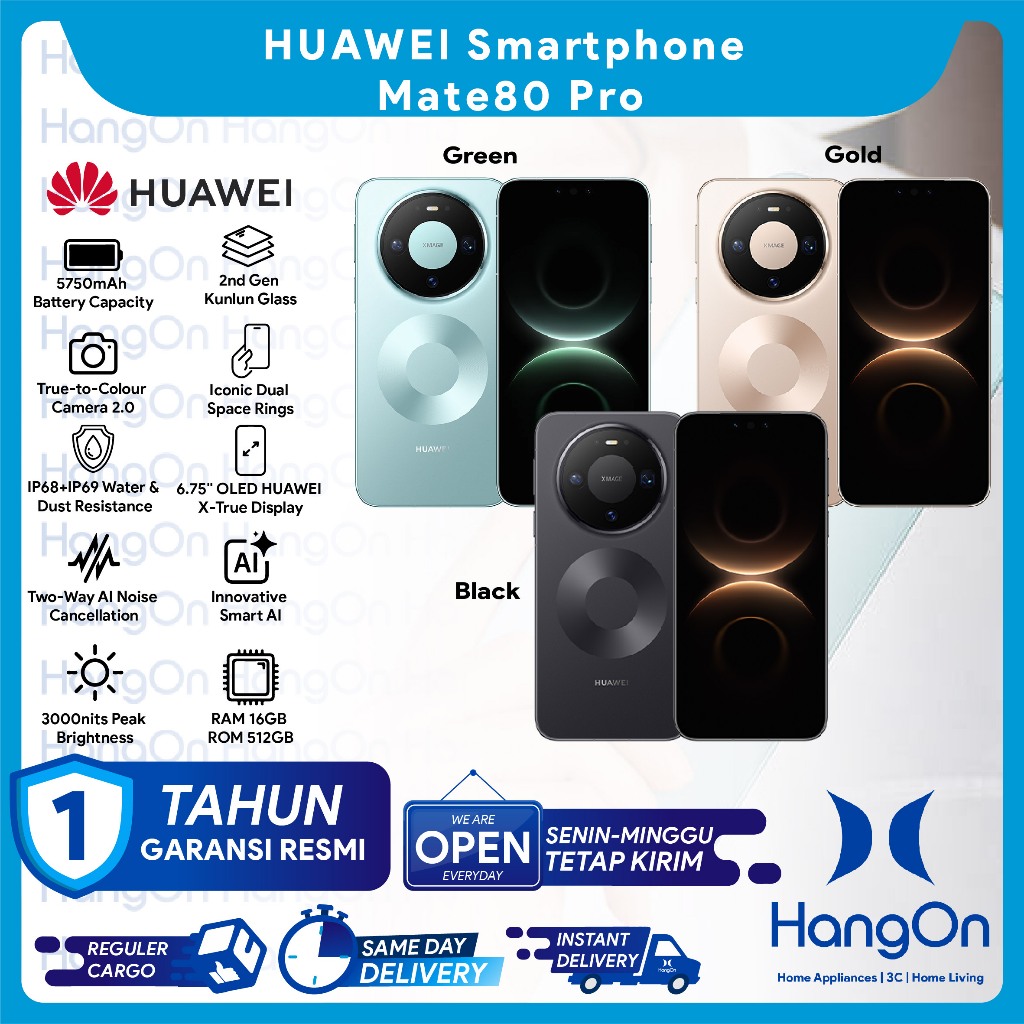 Jual HUAWEI Mate 80 Pro Smartphone 16+512G l True-to-Colour Camera 2.0 l 2nd Gen Kunlun Glass Durable l Smart AI | 100W SuperCharge | 6.75'' OLED HUAWEI X-True Display 3000nits | Two-Way AI Noise Cancellation | IP68 IP69 Dust & Water Resistance Mate80 Pro