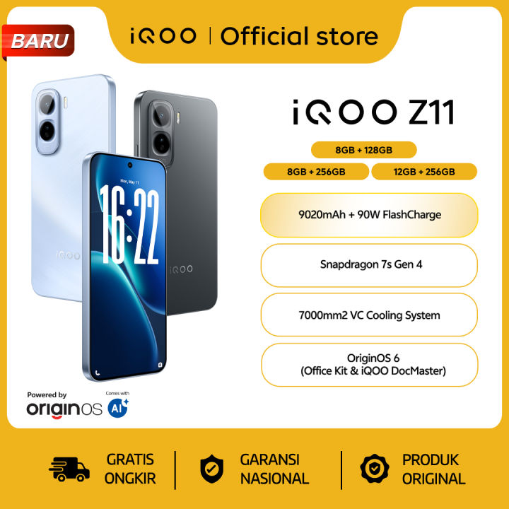 vivo iQOO Z11, 9020mAh Biggest Battery, 90W FlashCharge, Snapdragon 7s Gen 4, 7K VC Cooling System, 1.5K 144Hz AMOLED Display, OriginOS 6, 50MP Sony OIS Camera, IP68+IP69 | Lazada Indonesia