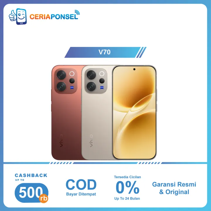 VIVO V70 5G 12/256GB Snapdragon 7 Gen 4 50MP 6500mAh 90W | Garansi Resmi VIVO Indonesia 1 Tahun | Lazada Indonesia