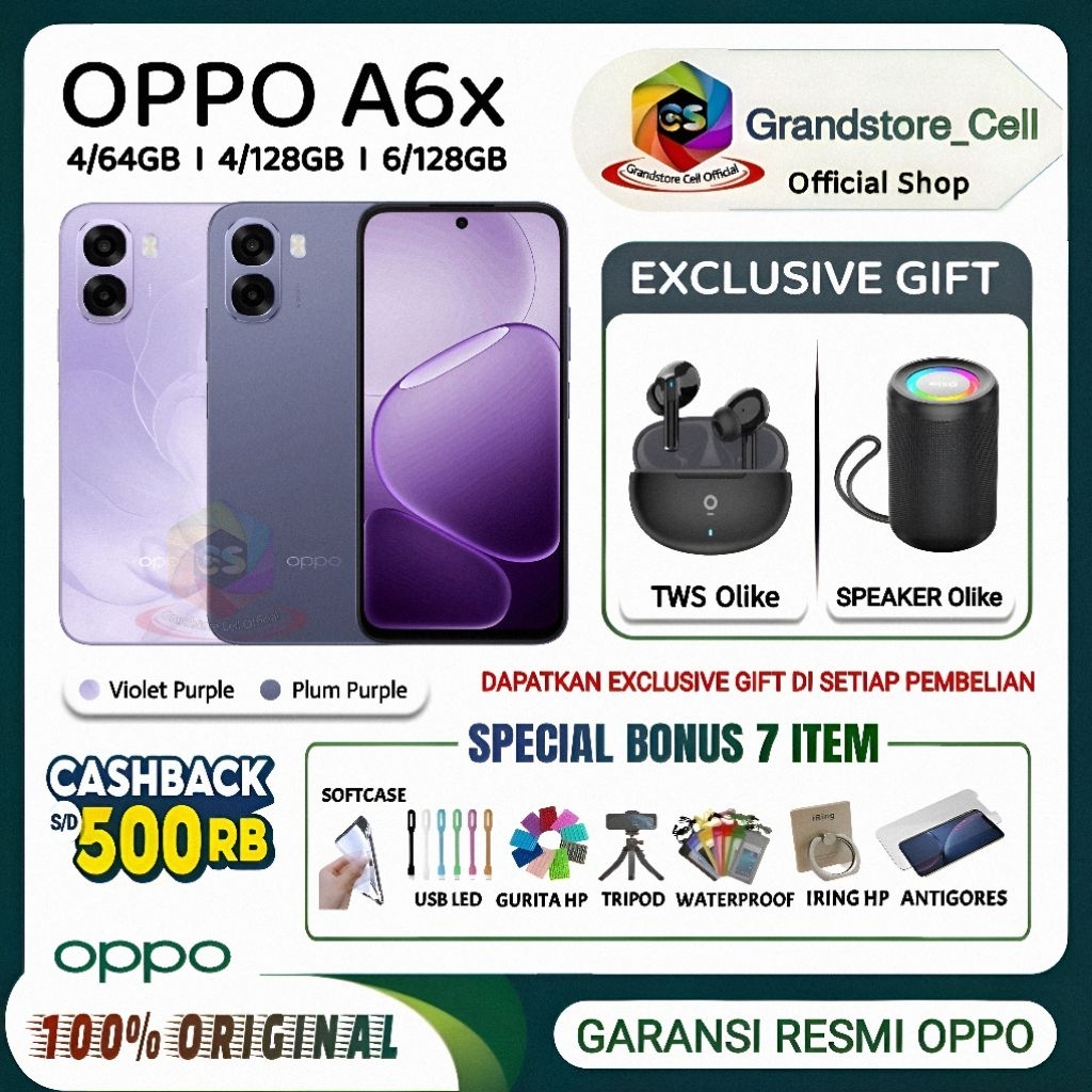 Jual OPPO A6X [4/64 GB] [4/128 GB] [6/128 GB] [6/256 GB] - Snapdragon 685 - 6500mAh Large Bateery - GARANSI RESMI OPPO INDONESIA | Shopee Indonesia