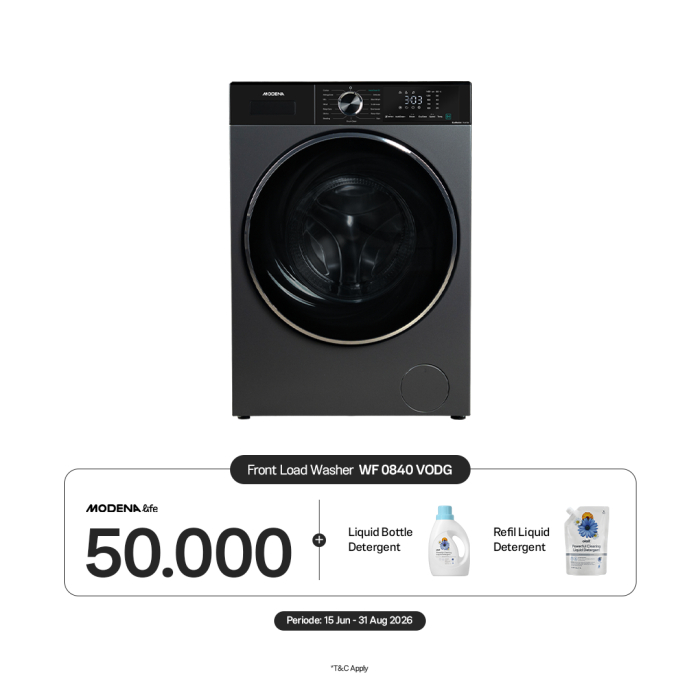 Jual MODENA WF 0840 VODG Front Load Washer 8kg EcoMotion™ Inverter | Shopee Indonesia