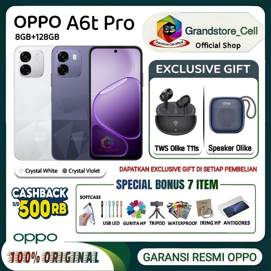 Jual OPPO A6T Pro [8/128GB] - NFC, 7000mAh 45W SUPERVOOC, Qualcomm Snapdragon 685 | GARANSI RESMI OPPO INDONESIA | Shopee Indonesia