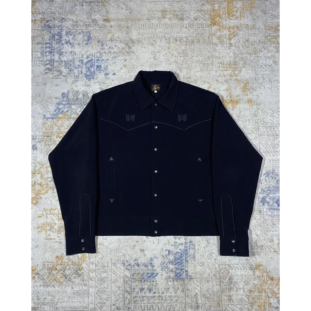 Jual NEEDLES PIPING COWBOY JACKET DOUBLE POLY CLOTH - BLACK | Shopee Indonesia