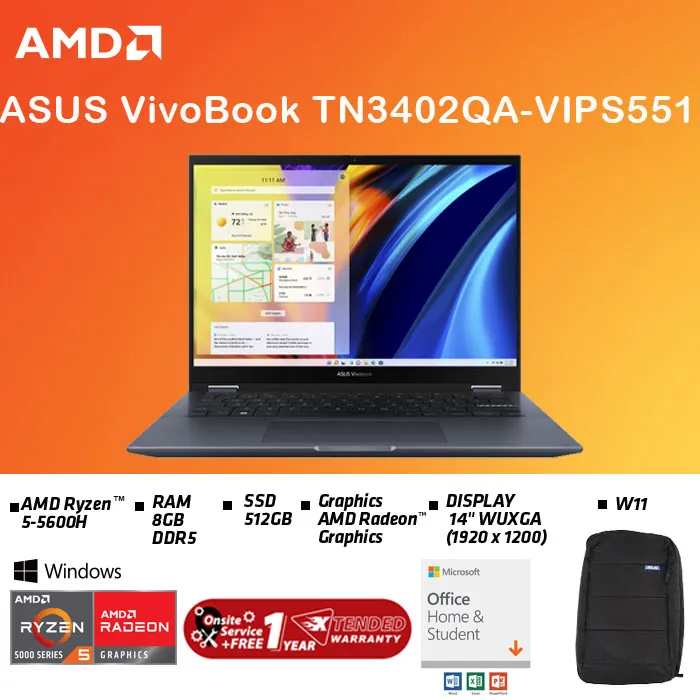 ASUS VivoBook S 14 Flip TN3402QA (14"VIPS TOUCH,R5-5600H,8/512G/BLUE) | Lazada Indonesia
